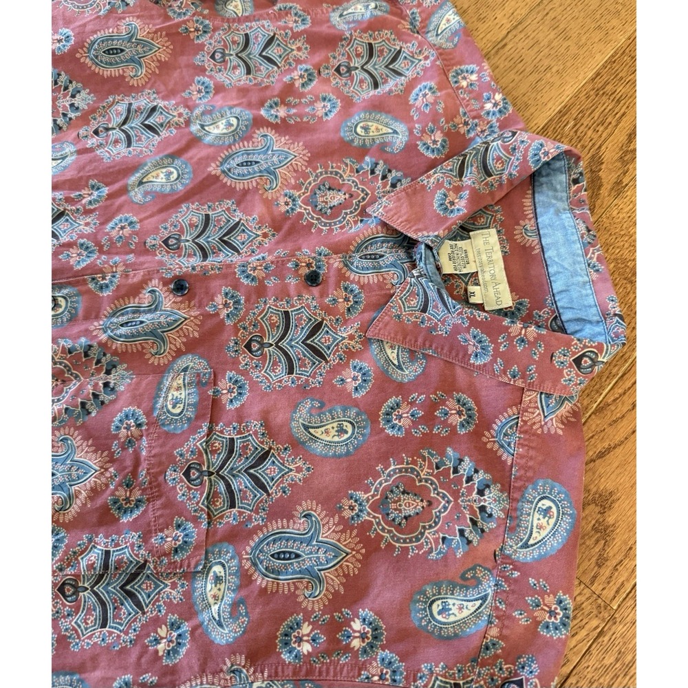 The Territory Ahead Mens XL Terracotta Paisley AOP Cotton Button Down Shirt